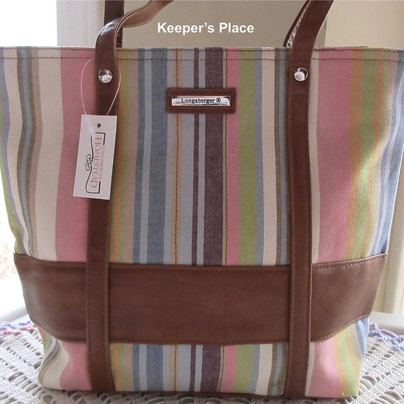 Longaberger Handbags - Longaberger Pastel Stripe Bag Tote New With Tag